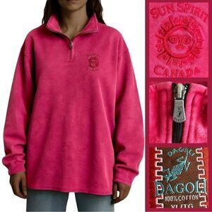 Dagoli Vintage 100% Cotton Quarter Zip Pullover Sun Spirit Canada Logo XL